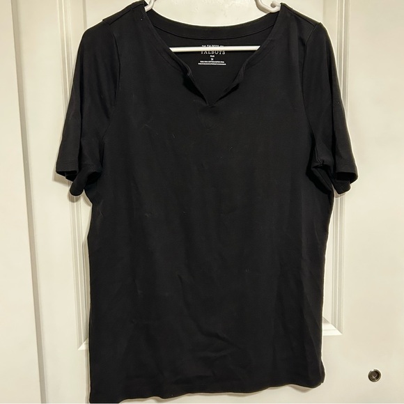 Talbots Tee Women’s Plus 1X Black Short Sleeve 100% Pima Cotton Top Basic - Picture 2 of 8